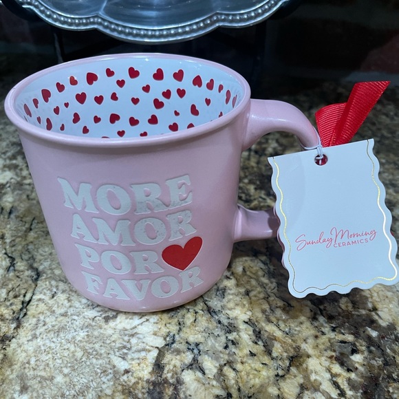 Sunday Morning ceramics More Amore Por Favor hearts interior coffee mug - NEW! - Picture 6 of 6